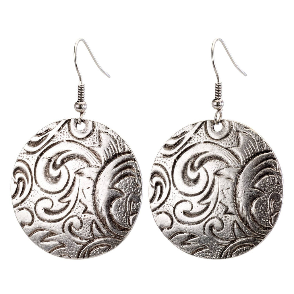 Vintage Silver Etched Design Earrings