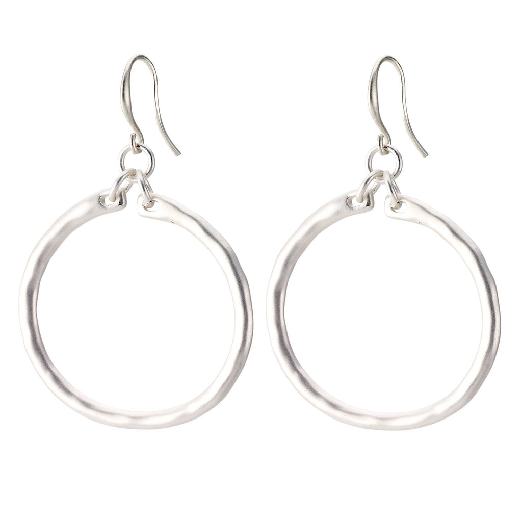 Silver Hoop On Hook Earring