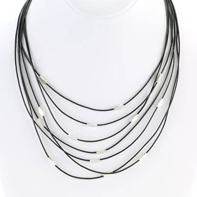 Multi Thin Strand Oval Beads Necklace