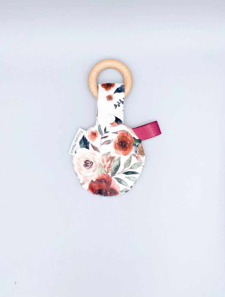 Plush Baby Crinkle Teething Toy - Red Garden Floral