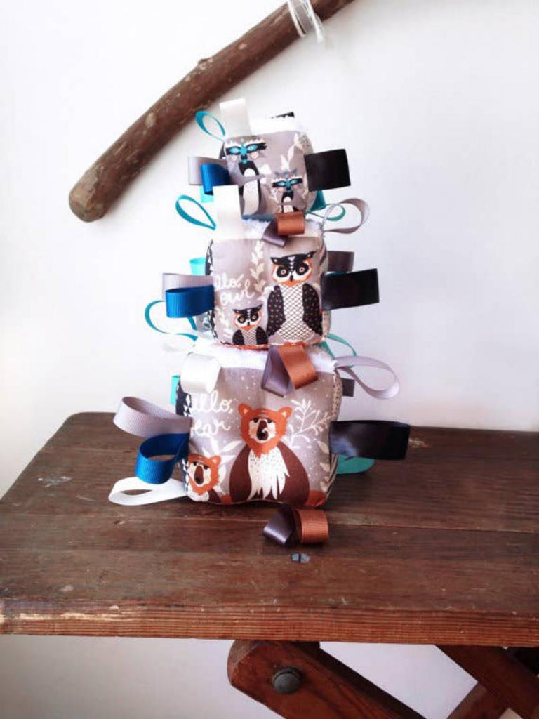 Baby Sensory Block - Woodland Animals & Babies Print