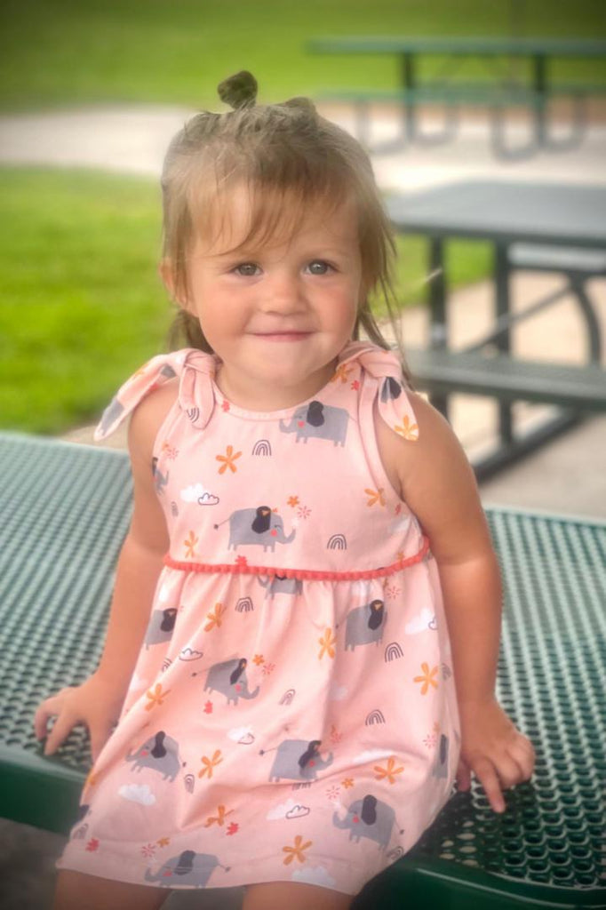 Elephant Shoulder Knot Dress+Bloomer Set (Organic Cotton)