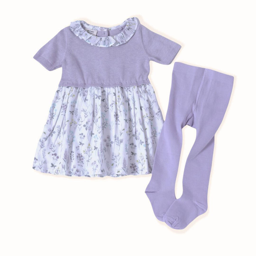 Floral Sweater Dress & Tights (2pc Set)