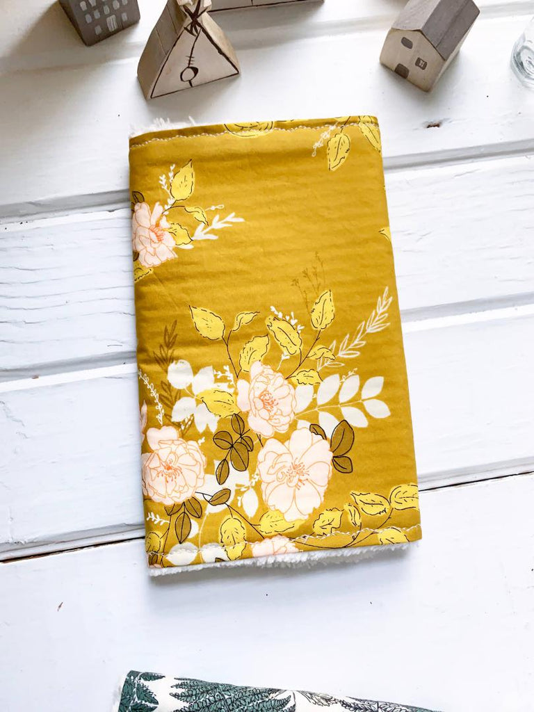 Golden Floral Burp Cloth, Printed Cotton