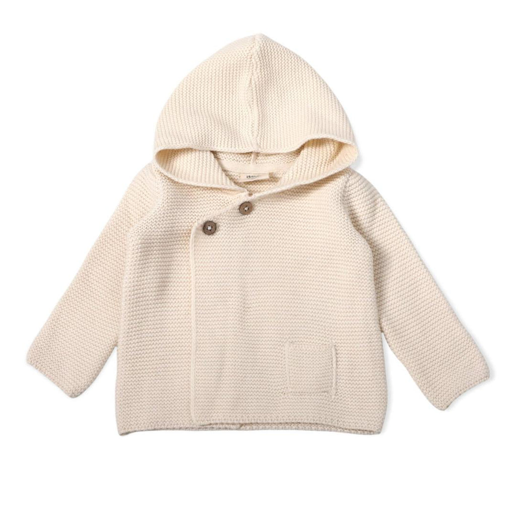 Milan Pastel Hooded Sweater Knit Baby Jacket Organic Cotton