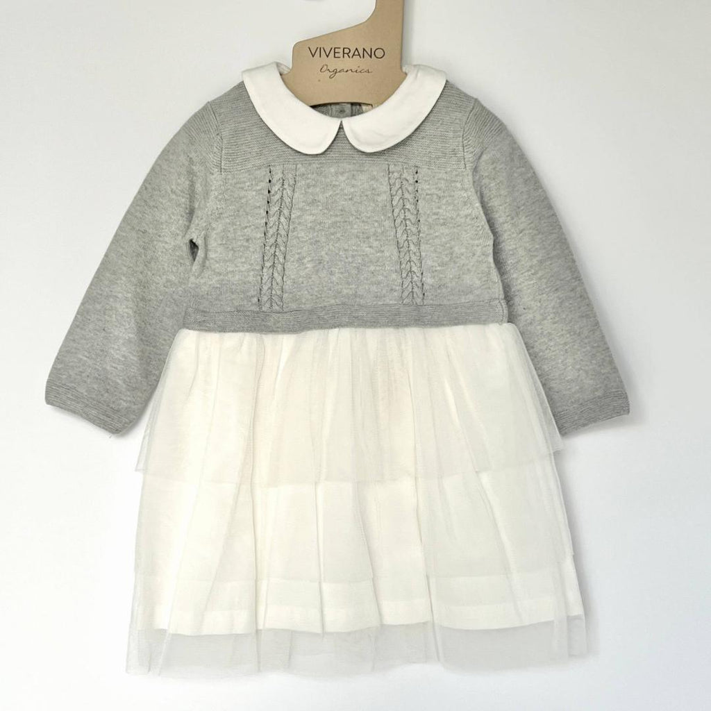Milan White Peter Pan 2-Tier Tutu Knit Baby Dress (Organic)