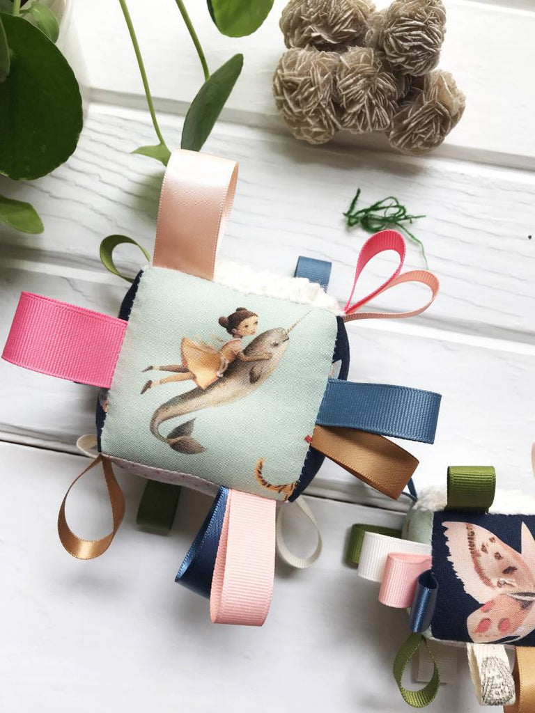 3" Baby Sensory Tag Block - Animal Parade Fairies