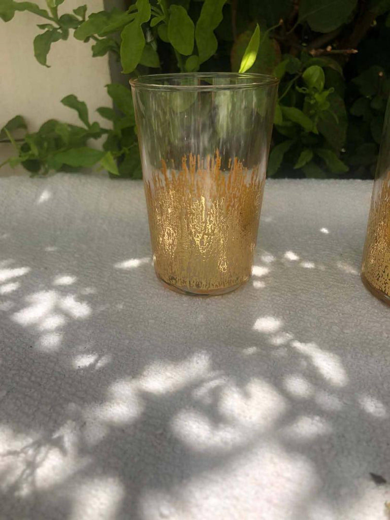 Set of 6 tea glasses Gold Flame  design